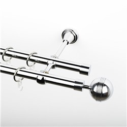 Карниз металлический стыкованный, 2-рядный "Орд", хром, гладкая труба, ø 19 мм  (kn-390)
