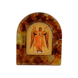 Иконка с янтарем магнит "Ангел- Хранитель" арка 38*44мм