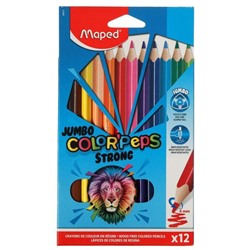 Maped. Карандаши цветные "Color'Peps Jumbo Strong" (12 цв) повыш. прочности, пластиковые, арт.863312