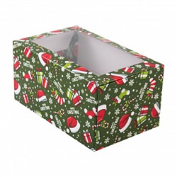 Коробка для 2 капкейков "Рождественское ассорти", с окном